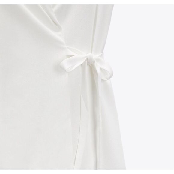 Zara White Sleeveless Wrap Dress Size Small - Picture 6 of 11